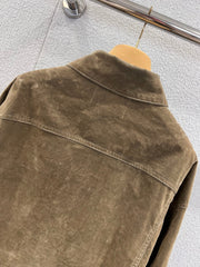 Velvet denim lapel single-breasted jacket