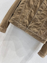 Velvet denim lapel single-breasted jacket
