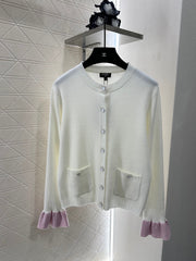 Contrast color panel knitted cardigan