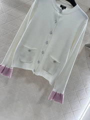 Contrast color panel knitted cardigan