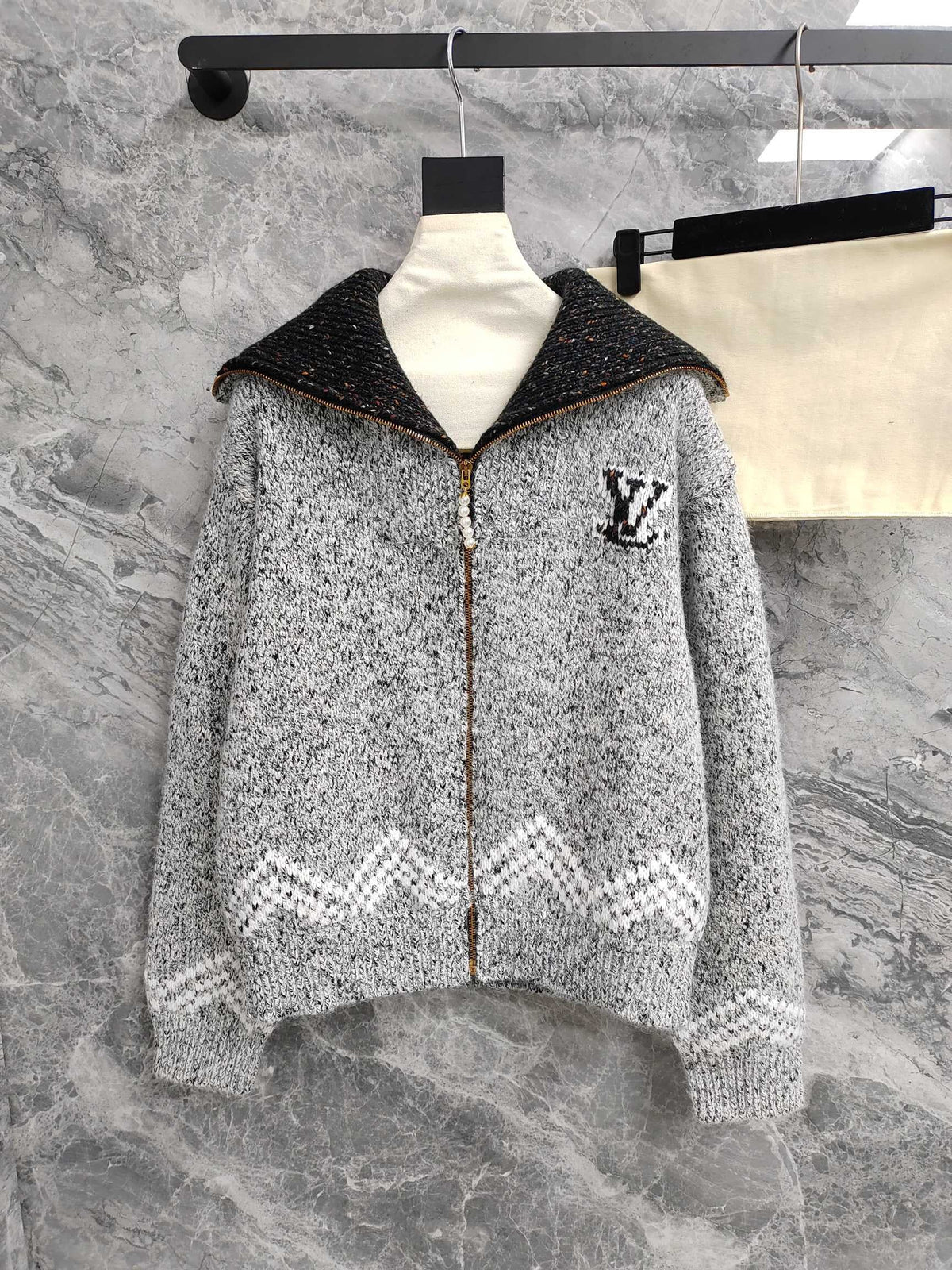 Lapel Zipper Cardigan Sweater
