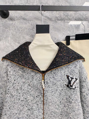 Lapel Zipper Cardigan Sweater