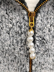 Lapel Zipper Cardigan Sweater