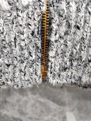 Lapel Zipper Cardigan Sweater