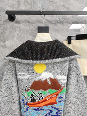 Lapel Zipper Cardigan Sweater