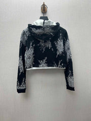 Hooded printed zip-up long-sleeved jacket