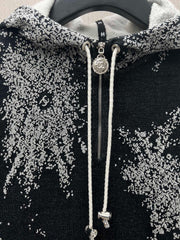 Hooded printed zip-up long-sleeved jacket