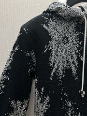 Hooded printed zip-up long-sleeved jacket
