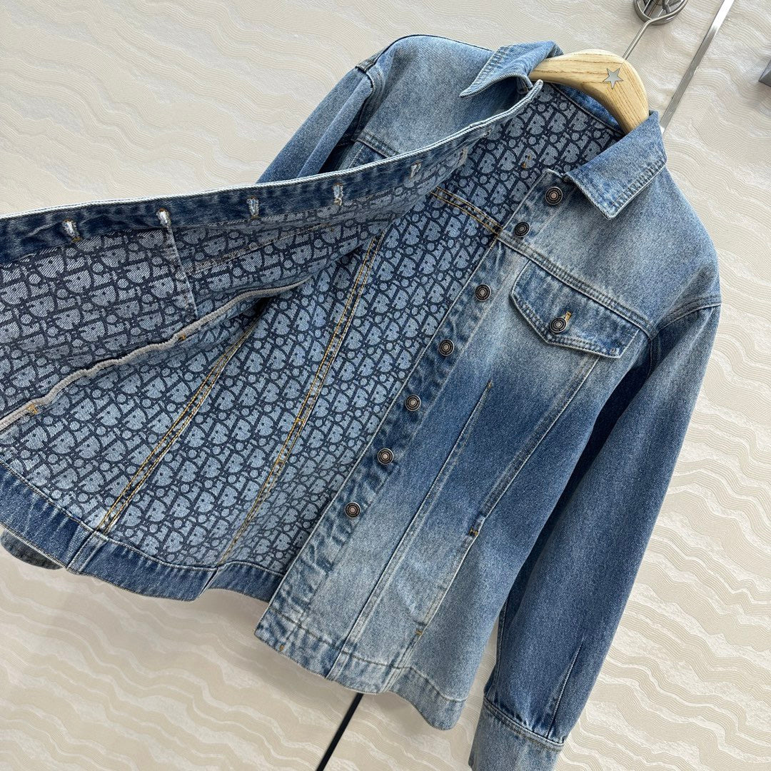 Monogram jacquard denim jacket
