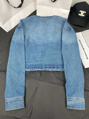 Washed denim belted jacket