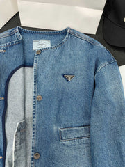 Washed denim belted jacket