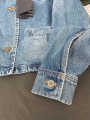 Washed denim belted jacket