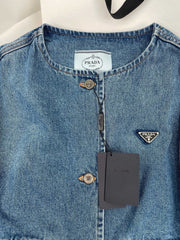 Washed denim belted jacket