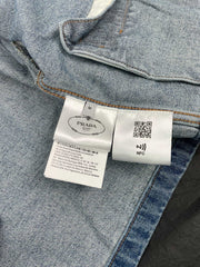 Washed denim belted jacket