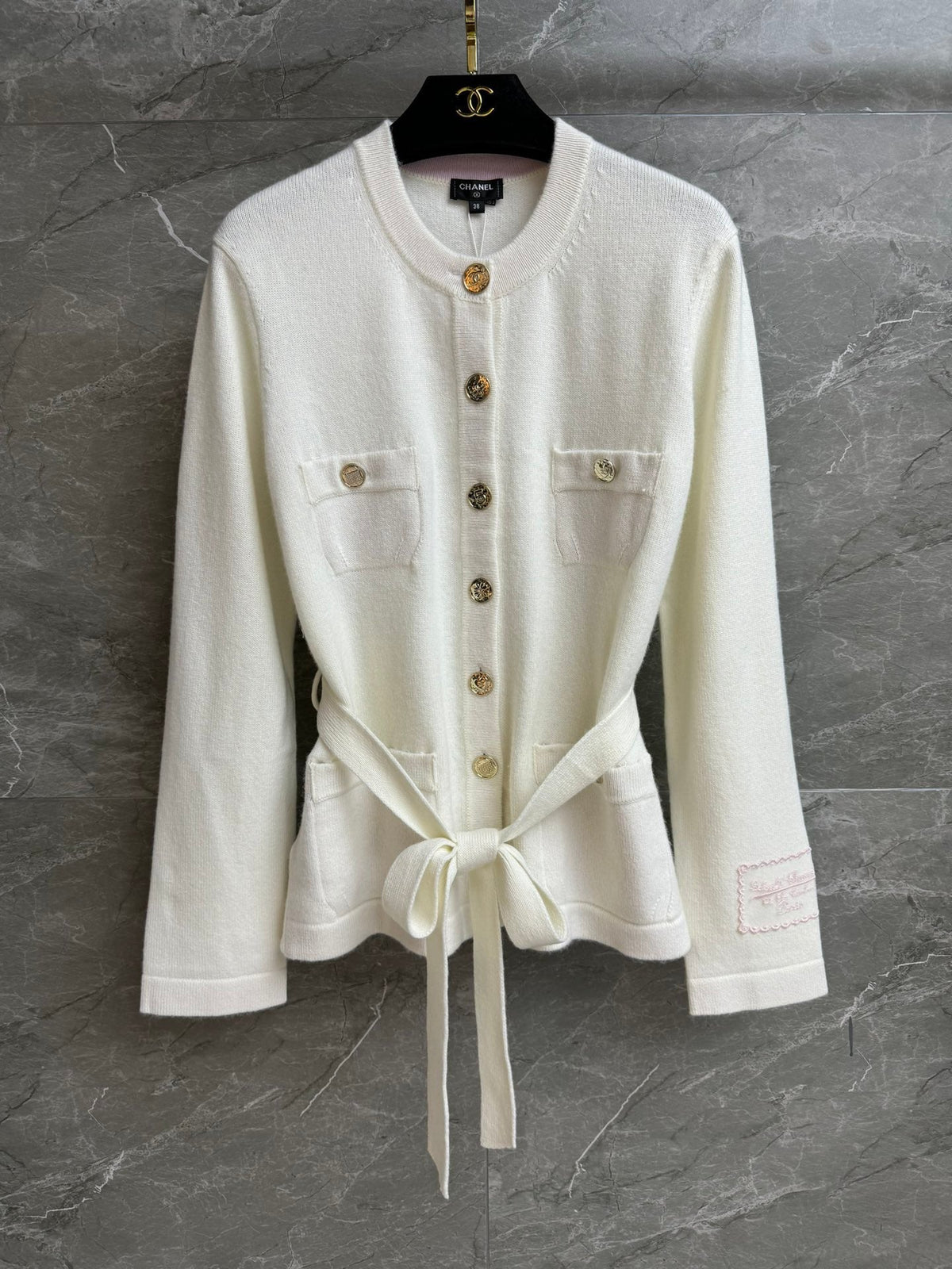 Lace-up cashmere cardigan