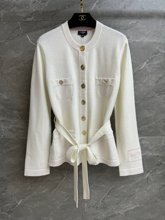 Lace-up cashmere cardigan