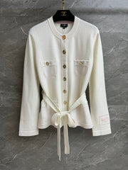 Lace-up cashmere cardigan