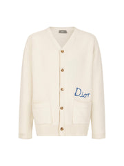 Embroidered cotton-blend button-down cardigan