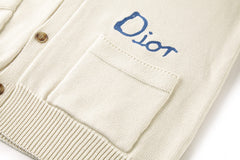 Embroidered cotton-blend button-down cardigan