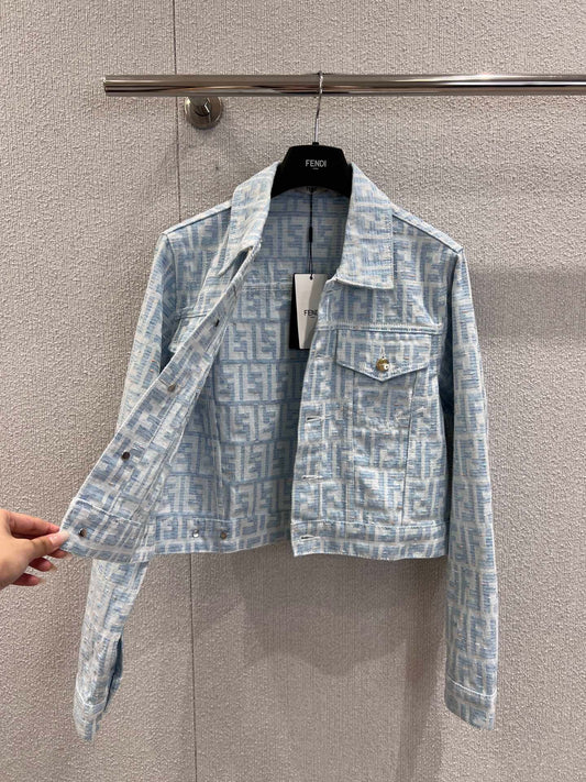 jacquard lapel denim jacket