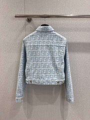 jacquard lapel denim jacket