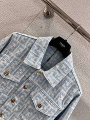 jacquard lapel denim jacket