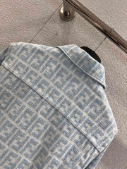 jacquard lapel denim jacket