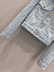 jacquard lapel denim jacket