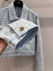 jacquard lapel denim jacket