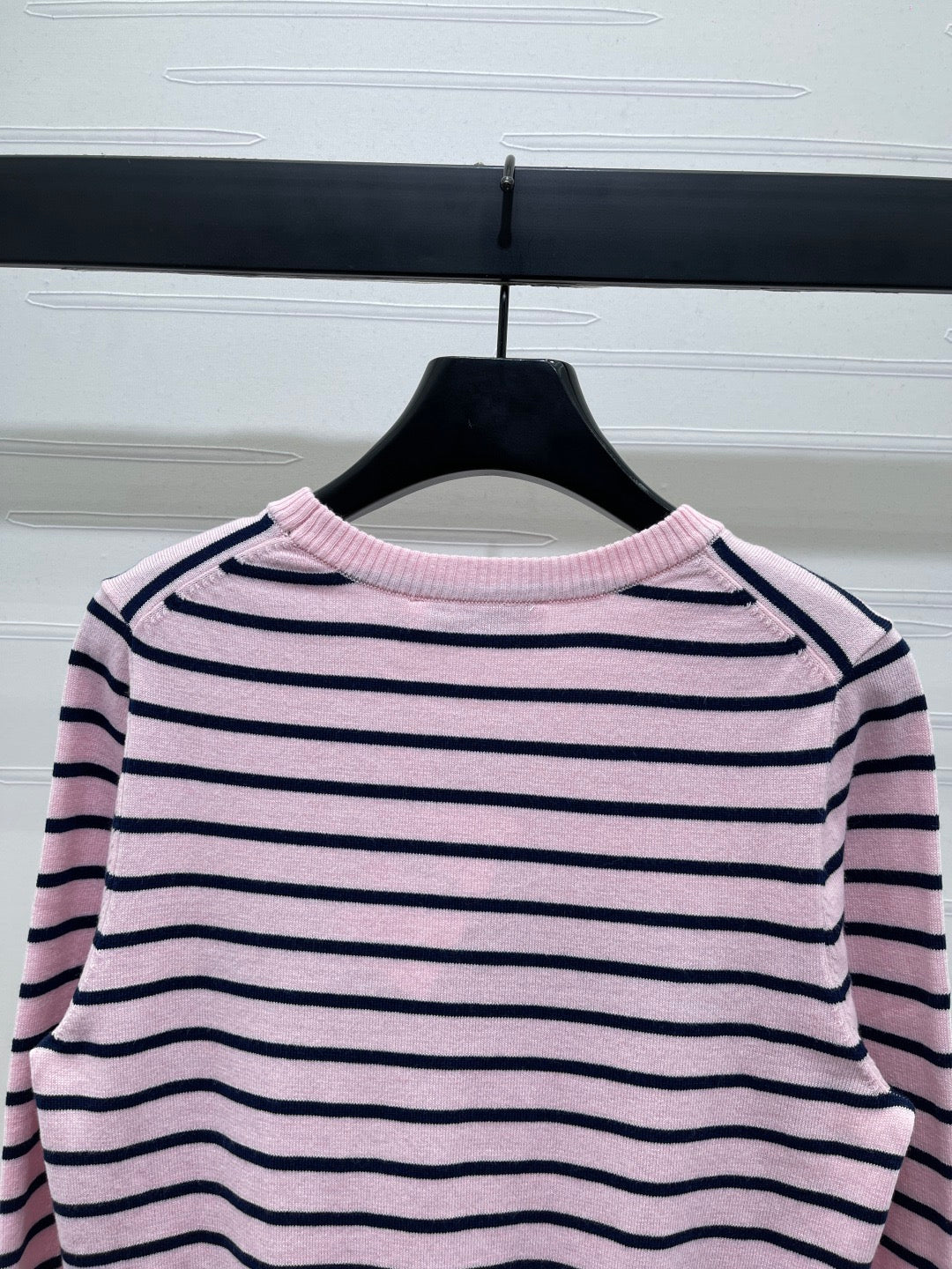 Five-pointed star contrast striped knitted long-sleeved sweater