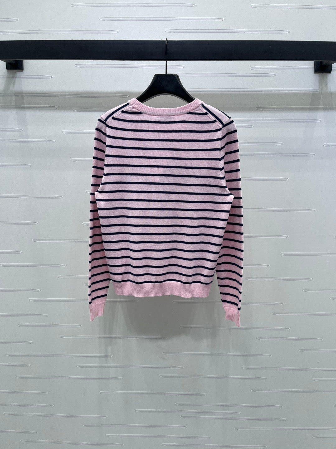 Five-pointed star contrast striped knitted long-sleeved sweater