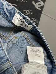 Two-tone high-rise wide-leg straight-leg jeans