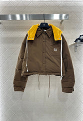 Contrast color hooded down jacket