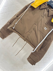 Contrast color hooded down jacket