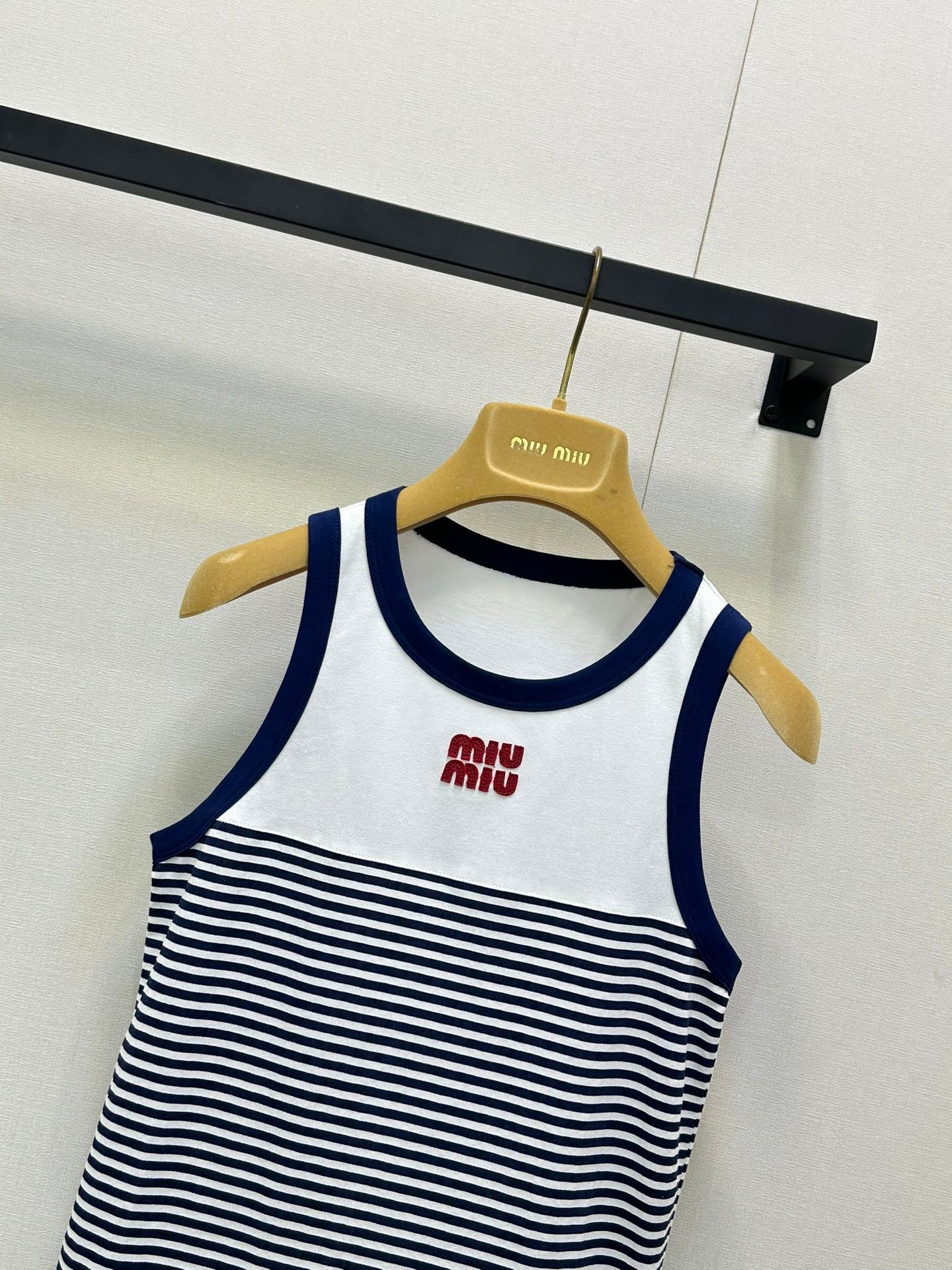 Micro Logo Cotton Striped Contrast Color Tank Top