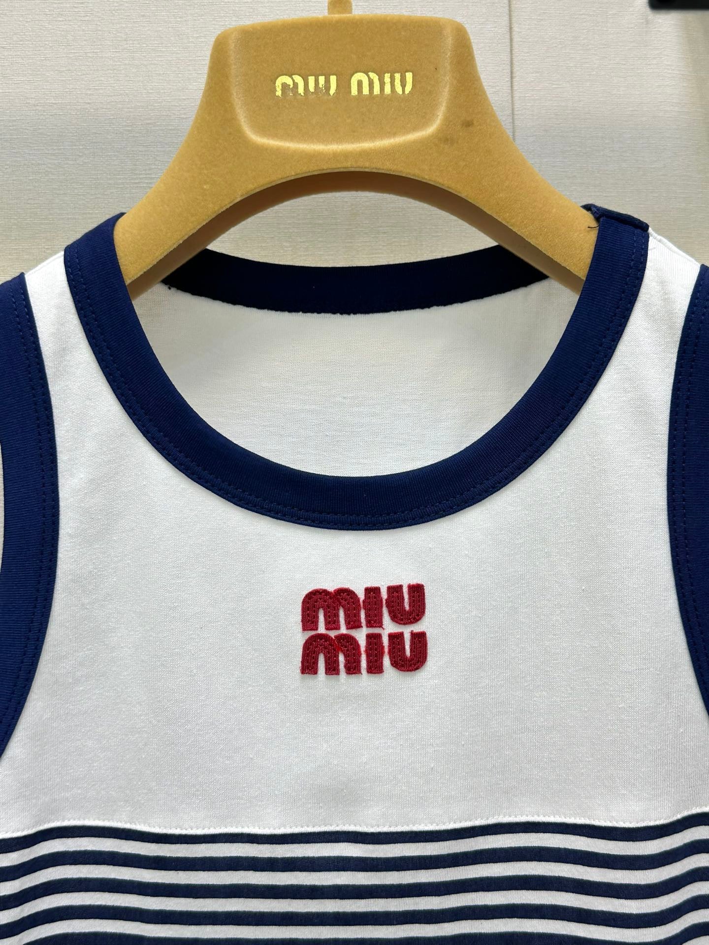 Micro Logo Cotton Striped Contrast Color Tank Top
