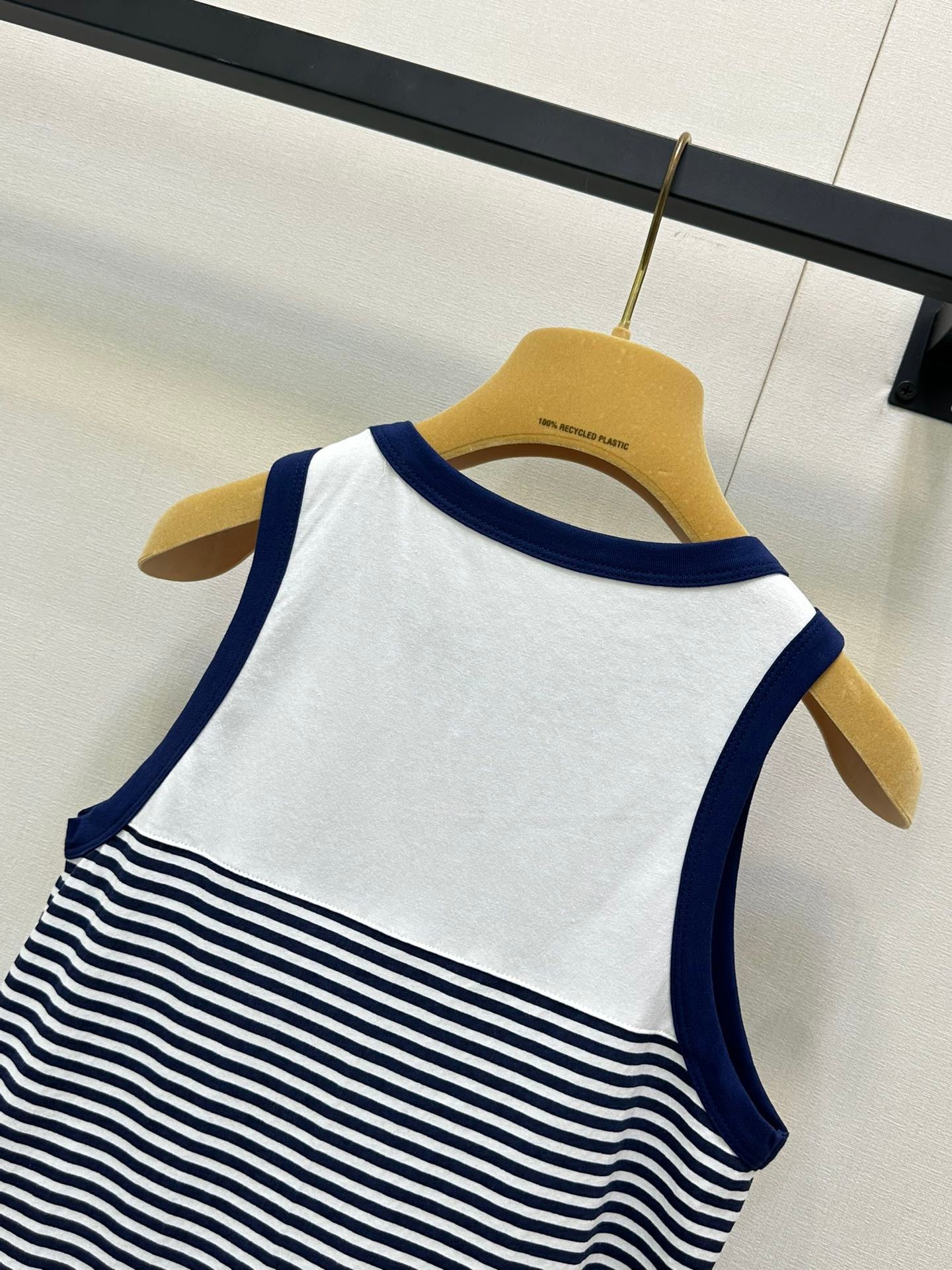 Micro Logo Cotton Striped Contrast Color Tank Top