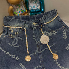 Laser pocket embroidery jeans