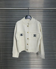 Arc de Triomphe pocket embroidered cropped sweater jacket
