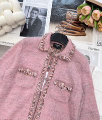 Taro-colored cardigan jacket