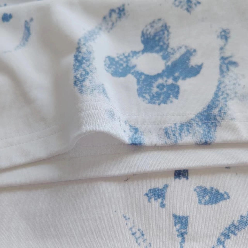 🔥🔥🔥24FW NOUVEAU L T-shirt imprimé de vieilles fleurs recouvertes de graffitis 