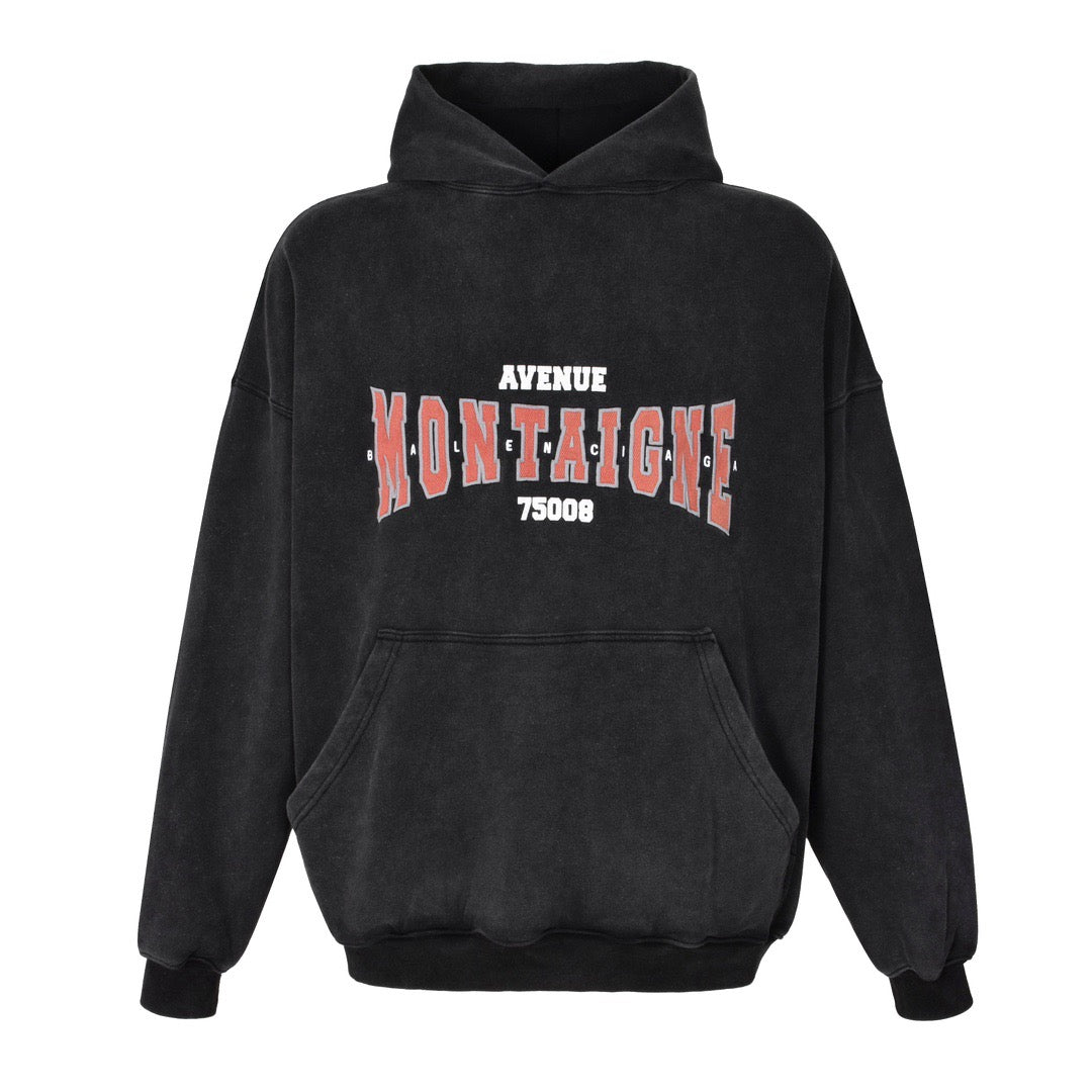 Sweat à capuche délavé avec lettres brodées