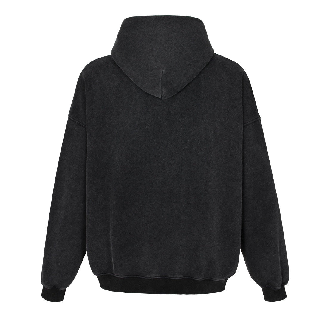 Sweat à capuche délavé avec lettres brodées