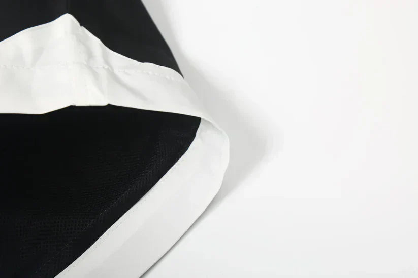 Frühling und Sommer bestickte Shorts mit dreidimensionalen Gurtnähten in Kontrastfarbe