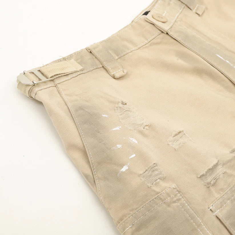 Schwerer, handbemalter, schmutziger Stoff mit Taschen-Denim