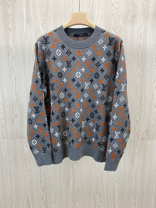 Jacquard monogramme floral classique et ancien, déchiré ! Pull style couple