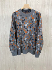 Klassischer Jacquard mit altem Blumenmonogramm ~ zerfetzt! Pullover im Paarstil