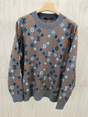 Klassischer Jacquard mit altem Blumenmonogramm ~ zerfetzt! Pullover im Paarstil