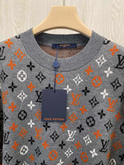Klassischer Jacquard mit altem Blumenmonogramm ~ zerfetzt! Pullover im Paarstil