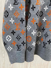 Klassischer Jacquard mit altem Blumenmonogramm ~ zerfetzt! Pullover im Paarstil